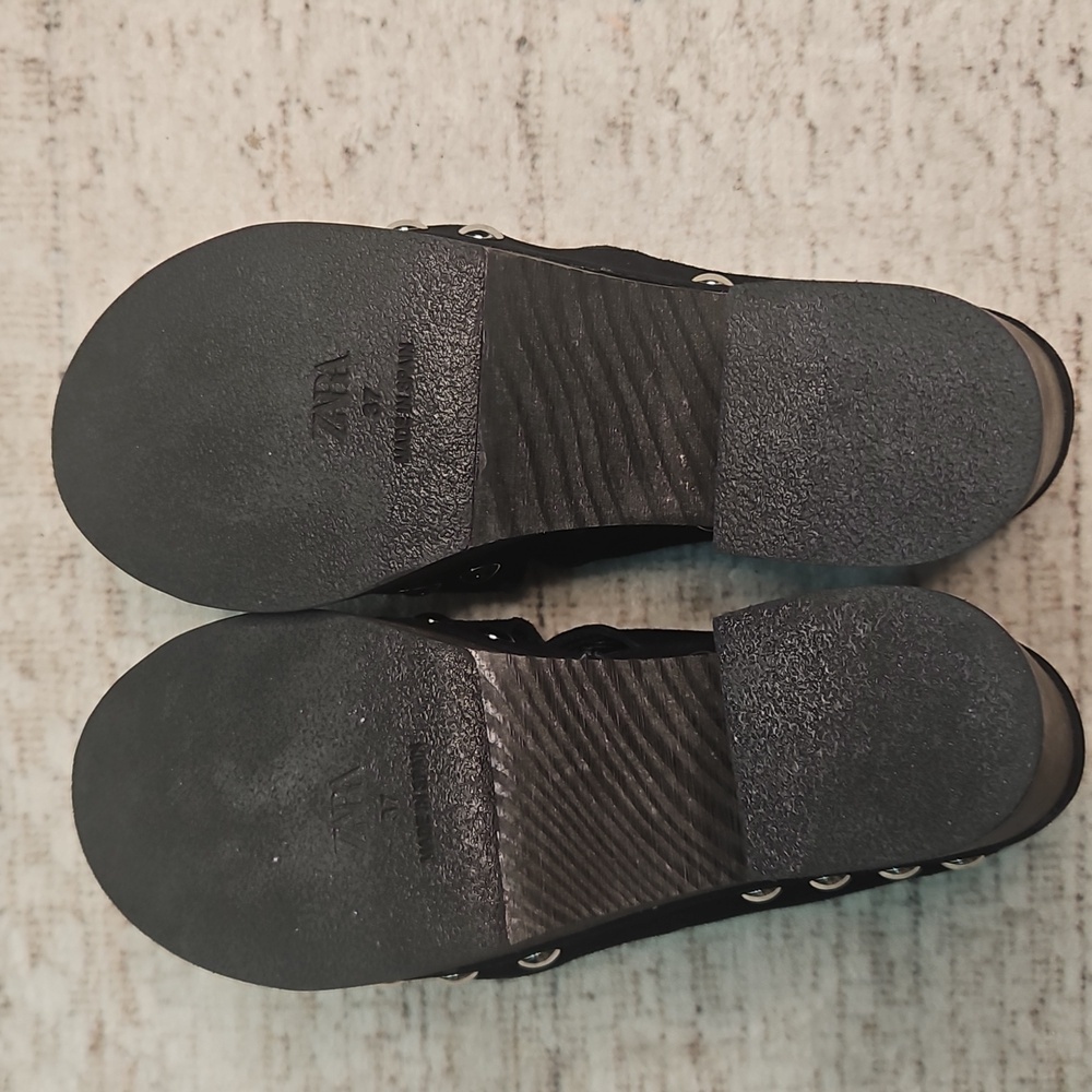 Zara Limited Edition Leather Studded Platform Clog Sandal - Picture 8 of 12
